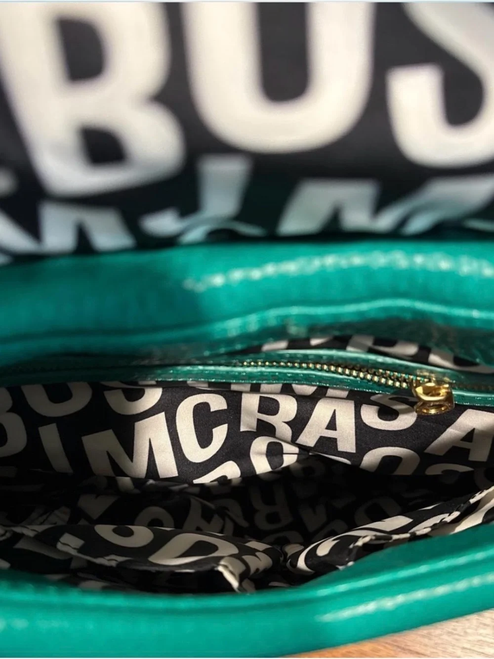 Marc by Marc Jacobs Green Pebbled Leather Backpack with Gold Plaque